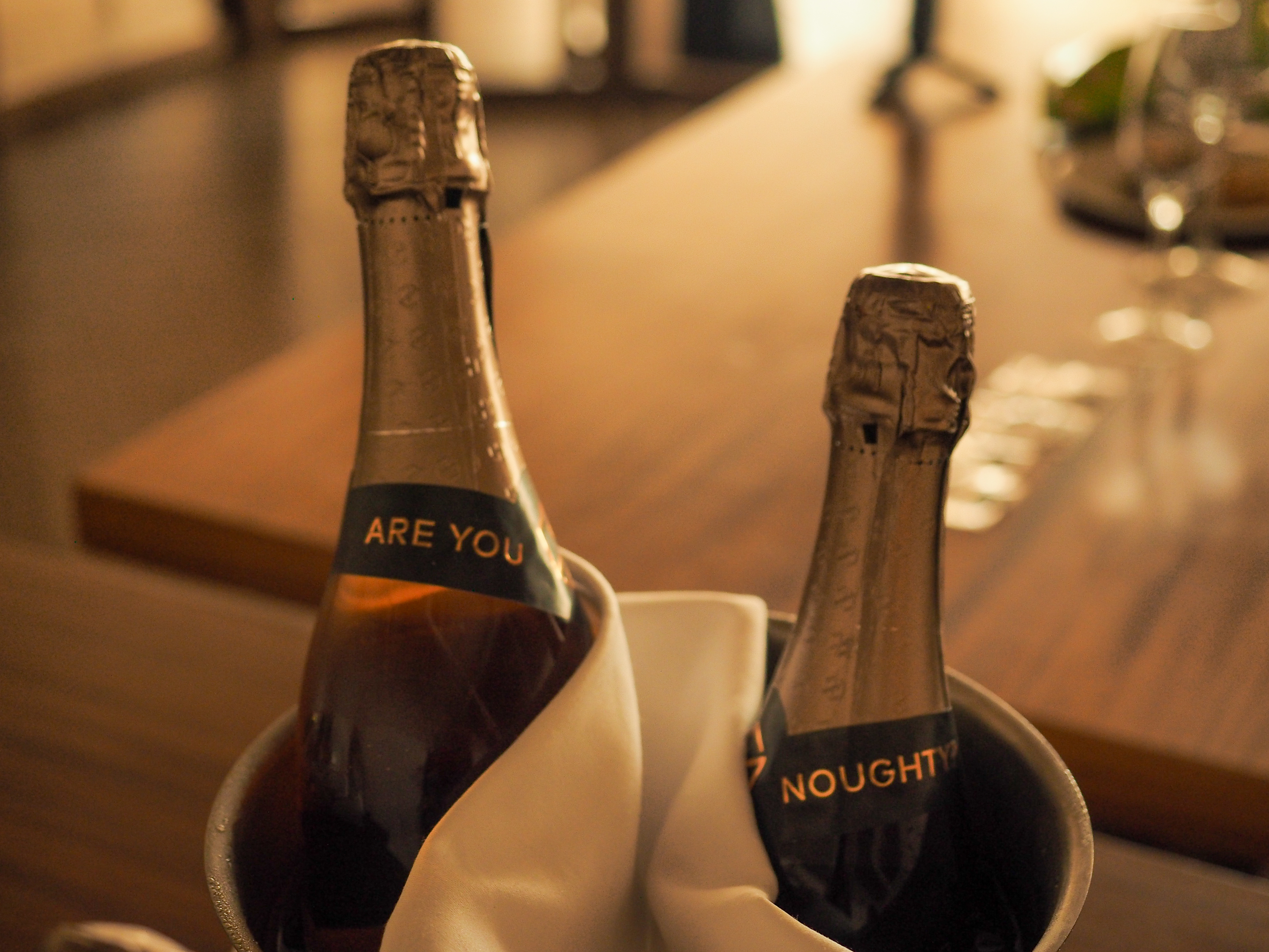 Noughty bottles chilled and ready